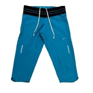 Nike Blue and Black Athletic Performance Dri Fit Running Crop Leggings